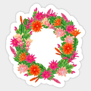 Holiday Cactus Wreath Sticker